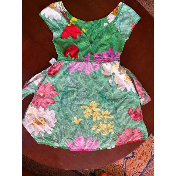 Vintage Jams World Floral Colorful Sun Dress Mini Short Sleeve Size XS Floral - Picture 8 of 12